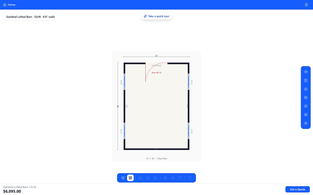 A 2D blueprint floor plan generated from the build